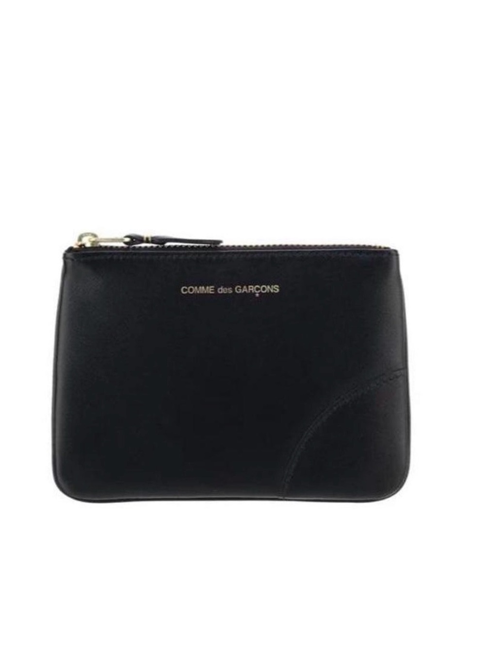Comme des Garçons Black Leather Zip Cosmetic Pouch with Gold Hardware